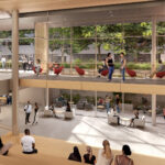 新的Dr. Allen and Charlotte Ginsburg人本计算大厅，将于夏季开放，成为南加州大学高等计算科学学院的所在地。 （渲染/ Harley Ellis Devereaux）